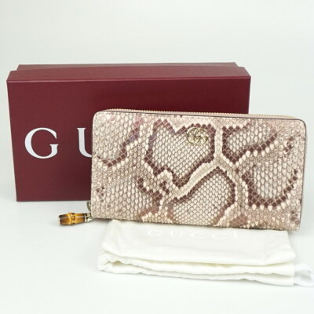 Gucci Bamboo Zip Wallet Pink Python Leather Gg - image 7